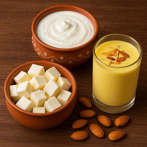 Fresh Dahi, Paneer, Badam Milk, and Khoa